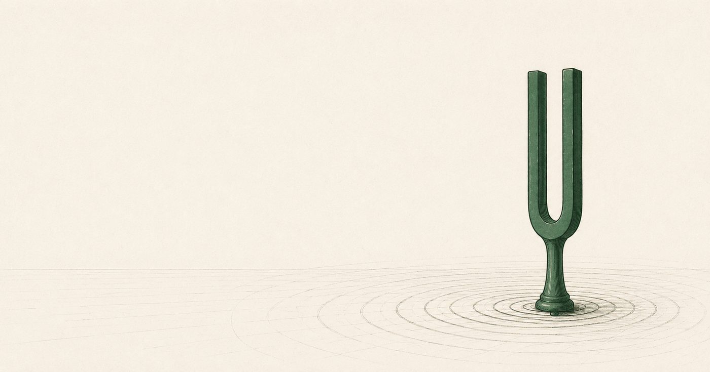 Tuning fork with sound ripples