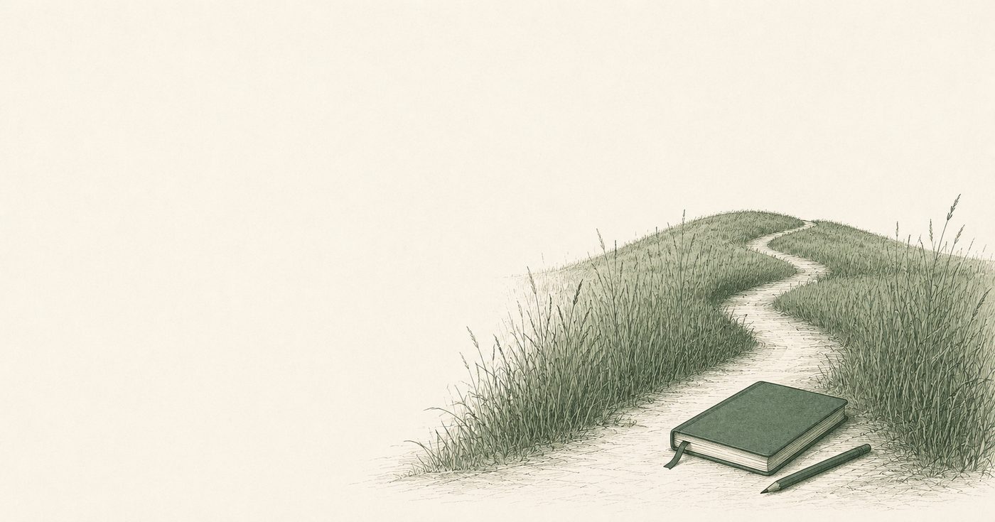 Winding path through a grassy hill