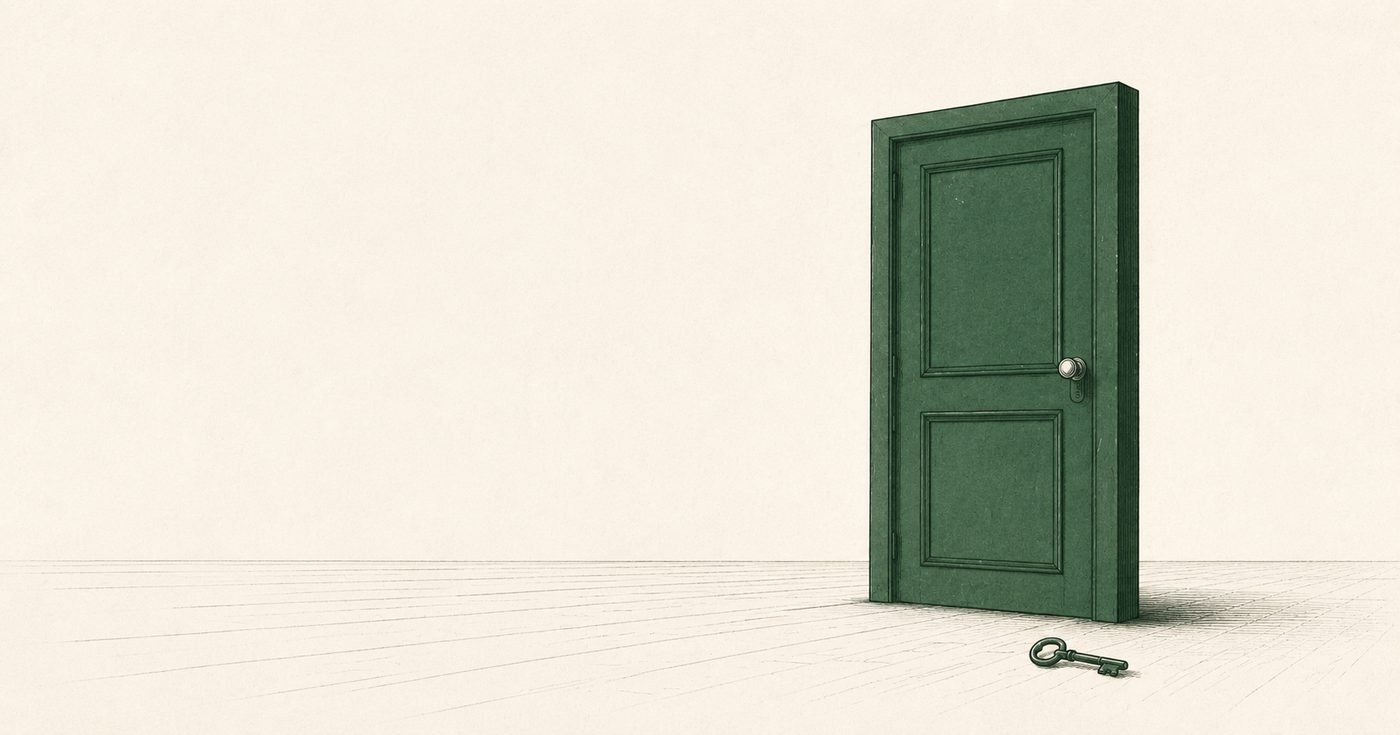 Simple green door and key